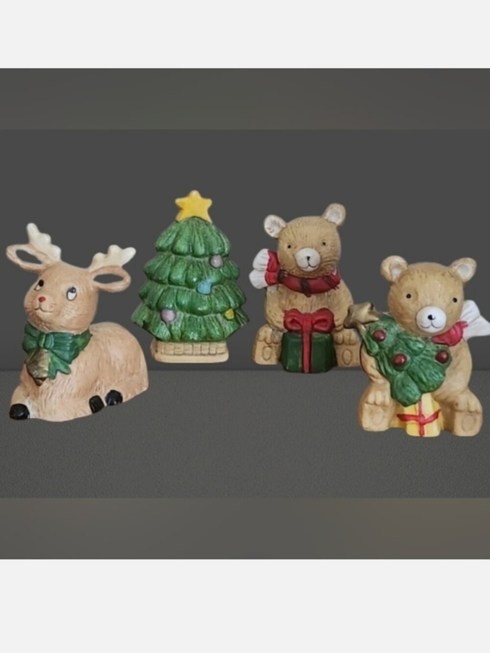Christmas Figurine Set with Reindeer and Bears